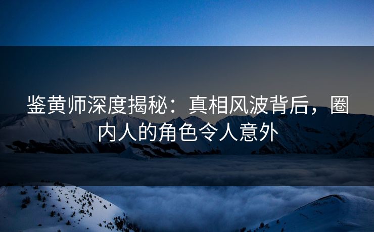 鉴黄师深度揭秘：真相风波背后，圈内人的角色令人意外