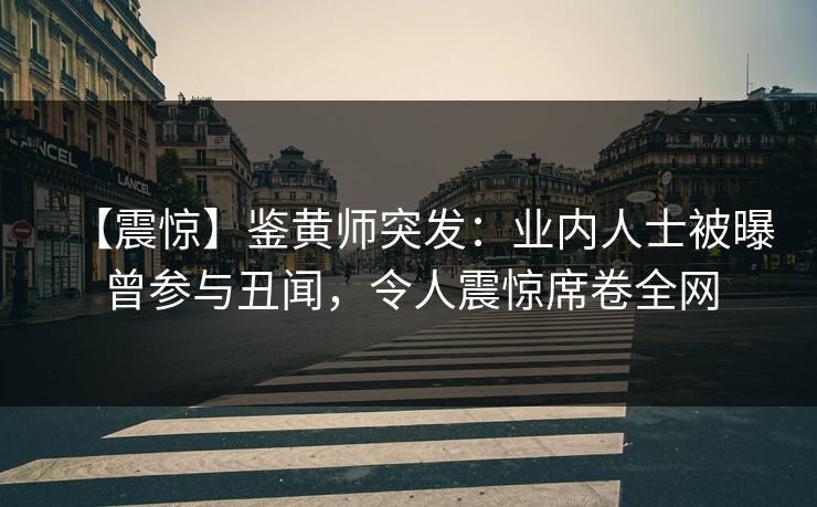 【震惊】鉴黄师突发：业内人士被曝曾参与丑闻，令人震惊席卷全网