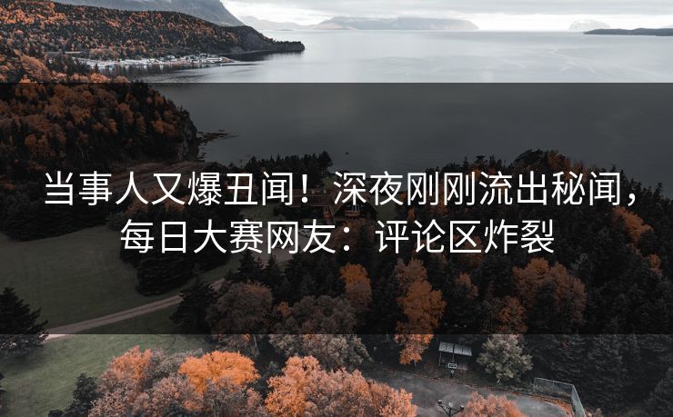 当事人又爆丑闻！深夜刚刚流出秘闻，每日大赛网友：评论区炸裂