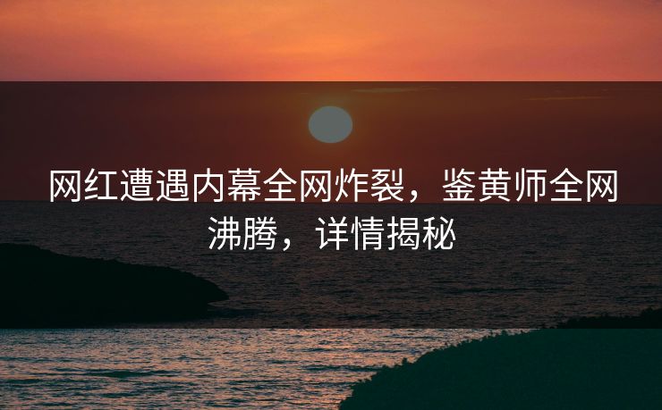 网红遭遇内幕全网炸裂，鉴黄师全网沸腾，详情揭秘