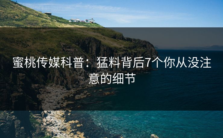 蜜桃传媒科普：猛料背后7个你从没注意的细节