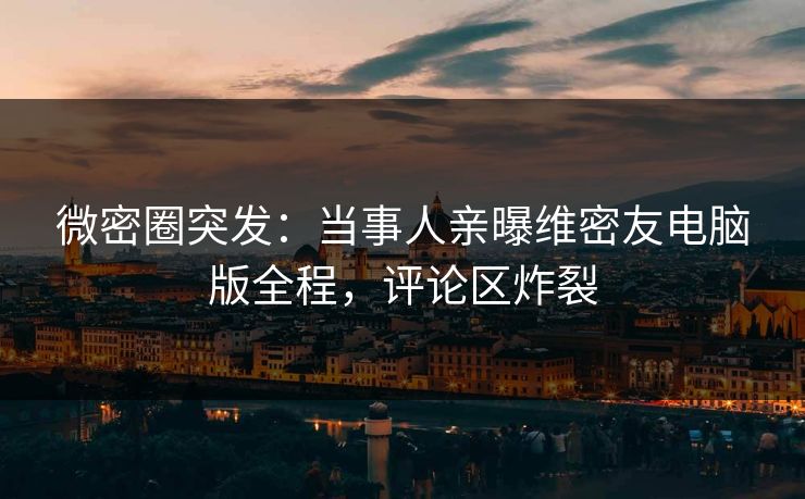 微密圈突发：当事人亲曝维密友电脑版全程，评论区炸裂