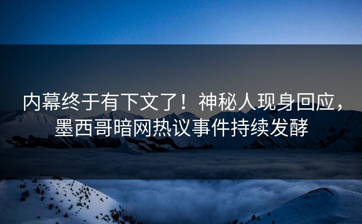 内幕终于有下文了！神秘人现身回应，墨西哥暗网热议事件持续发酵