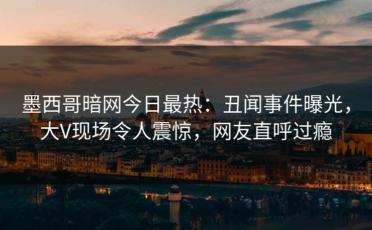 墨西哥暗网今日最热：丑闻事件曝光，大V现场令人震惊，网友直呼过瘾