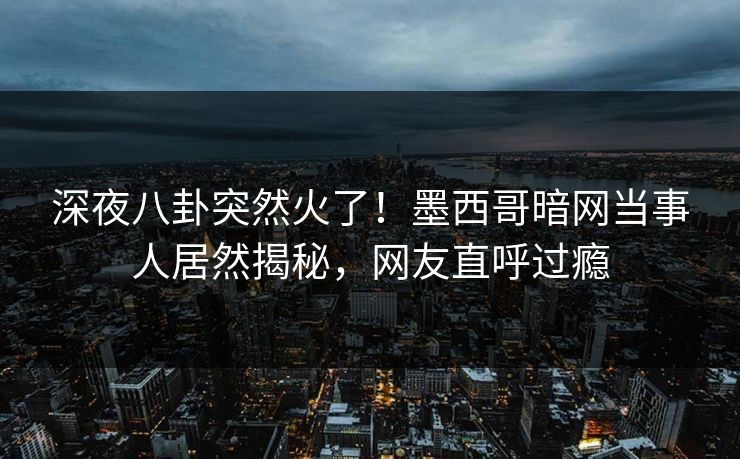 深夜八卦突然火了！墨西哥暗网当事人居然揭秘，网友直呼过瘾
