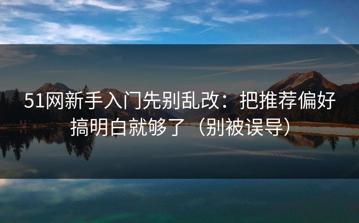 51网新手入门先别乱改：把推荐偏好搞明白就够了（别被误导）